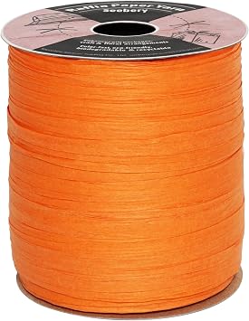 Raffia Ribbon for Crafts - Natural Raffia Twine, Weed Twine, Gift Wrapping, DIY Decoration and More | Matte String Paper Rope for Crochet - 100 Yards Orange