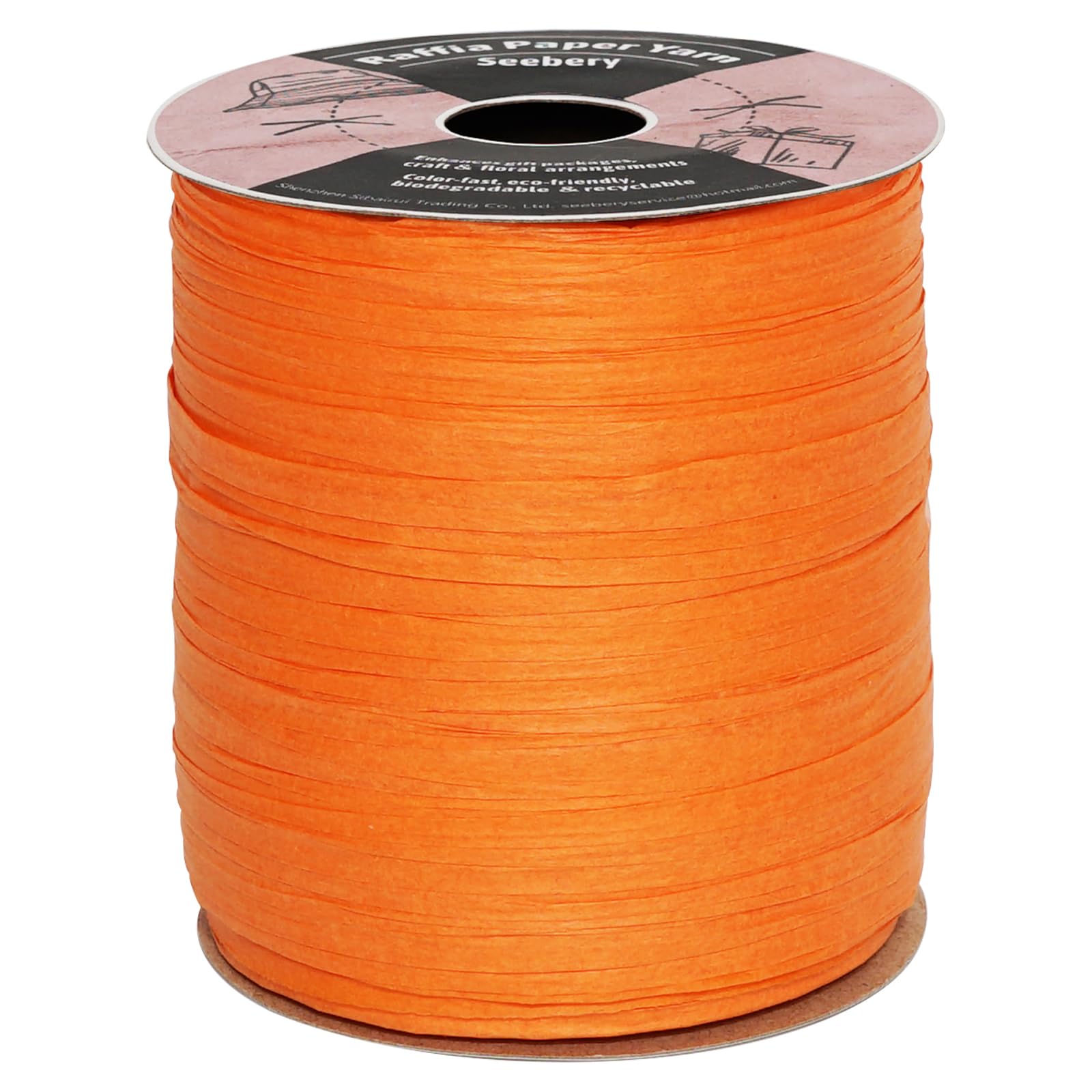 Raffia Ribbon for Crafts - Raffia Yarn Grass Twine for Gift Wrapping, DIY Decoration & More | Matte String Paper Rope for Crochet - 100 Yards, Orange