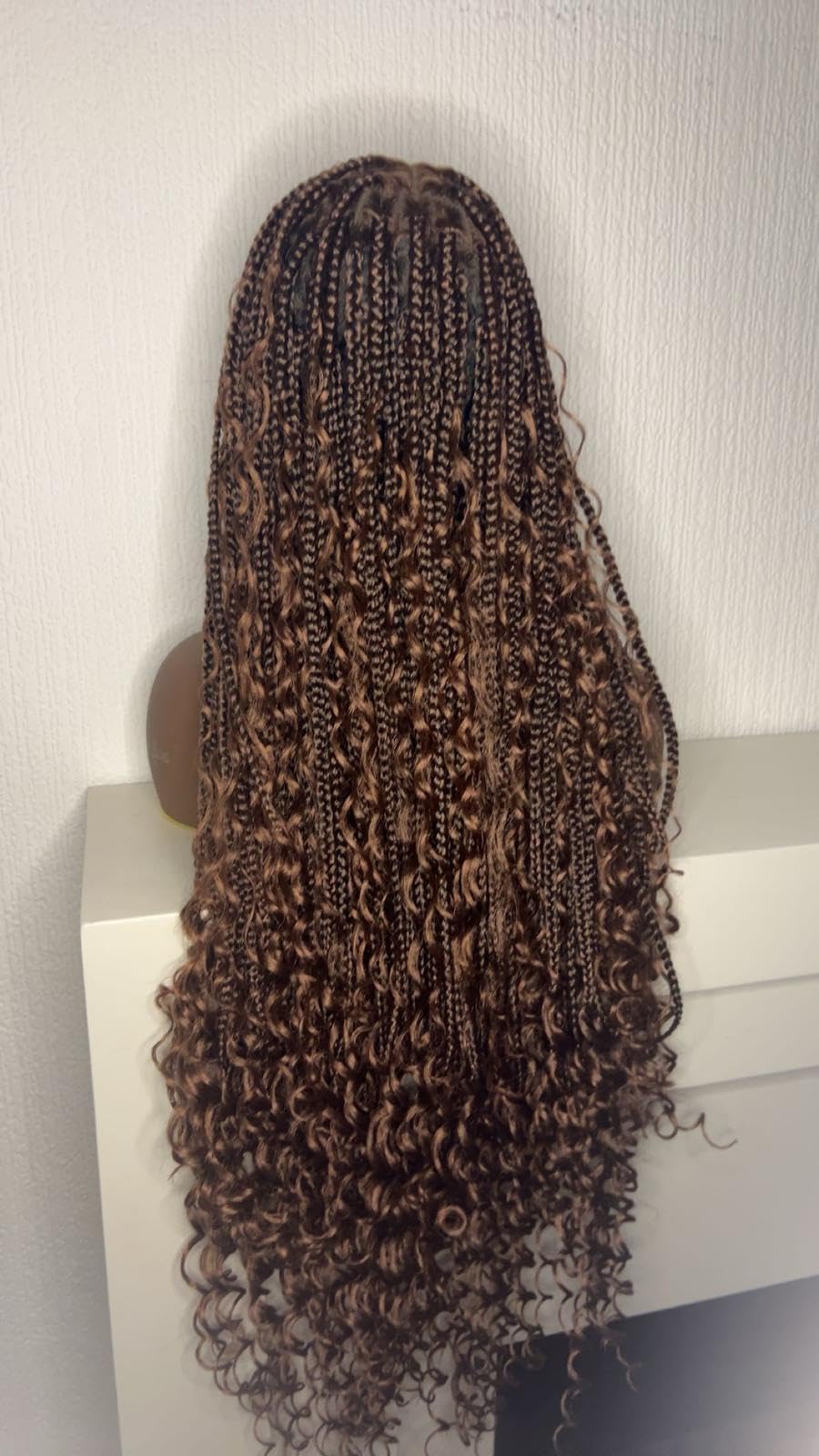 Maise Belle Wigs 36 Inch 1B/30 Knotless Brown Boho Goddess Curly Wig with Baby Hair, Natural Hairline, Waist-Length Boho Braids - Image 2