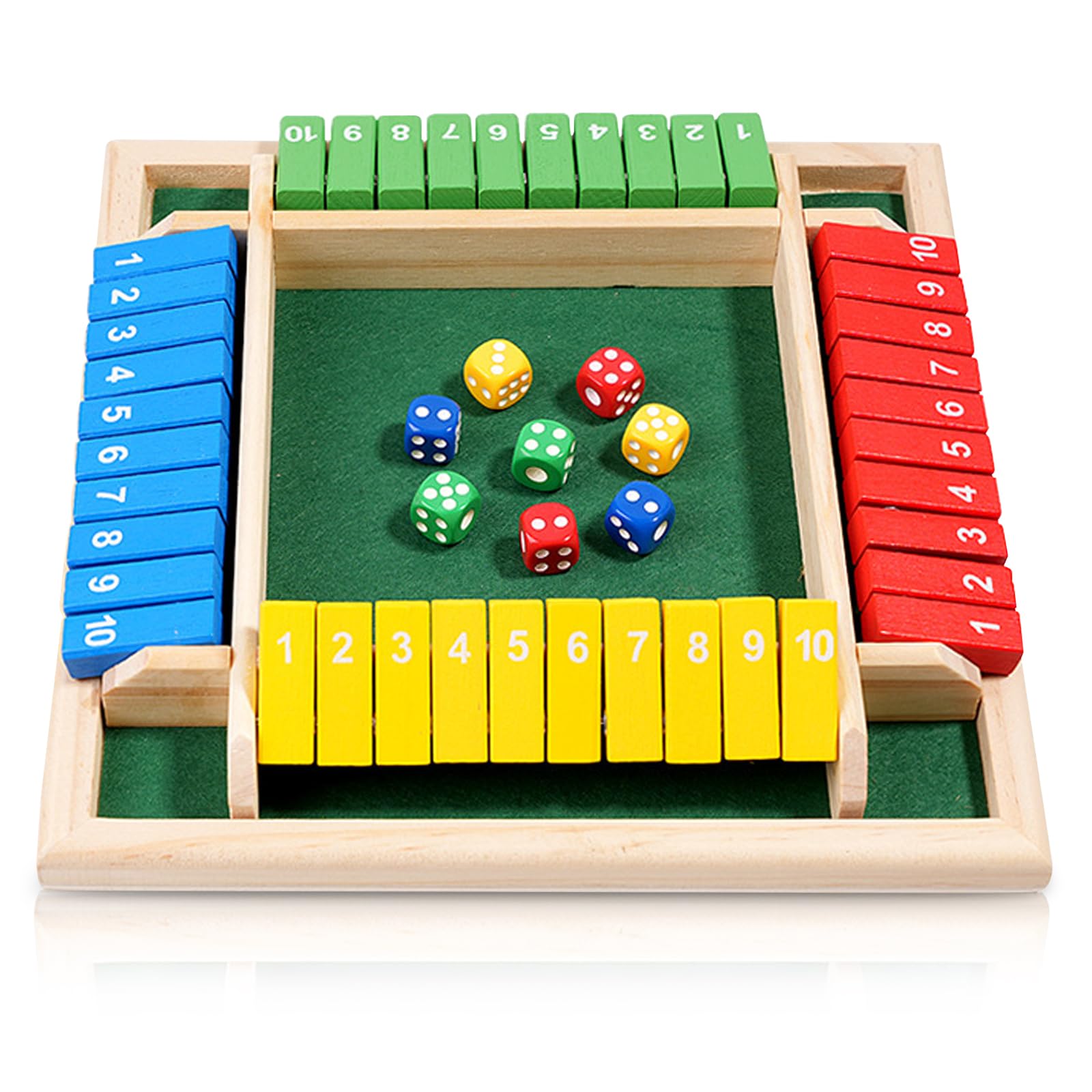Lithyc Gioco Da Tavolo In Legno Shut The Box Con 8 Dadi - Gioco Educativo Per 1-4 Giocatori, Dimensioni 22x22cm - 2