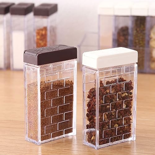 Miniatura 4 de TOPZEA 12 frascos para condimentos de plástico, dispensador de condimentos, caja de condimentos de viaje con tapas 2 en 1, juego de condimentos