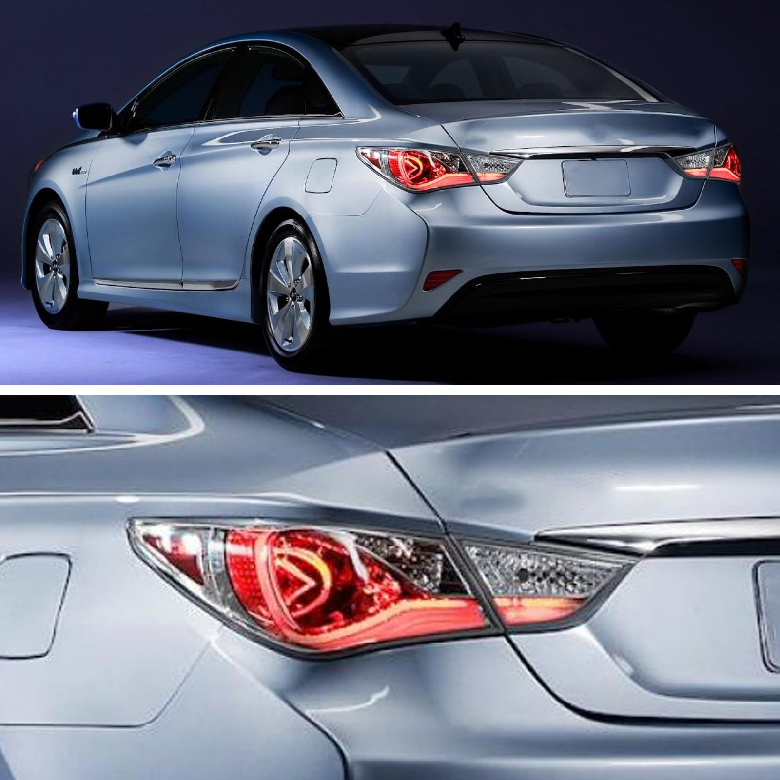 LSAILON Tail Light Assembly Replacement Fit 2011-2014 For Hyundai Sonata Black Housing Amber Reflector Clear Lens Driver and Passenger Side