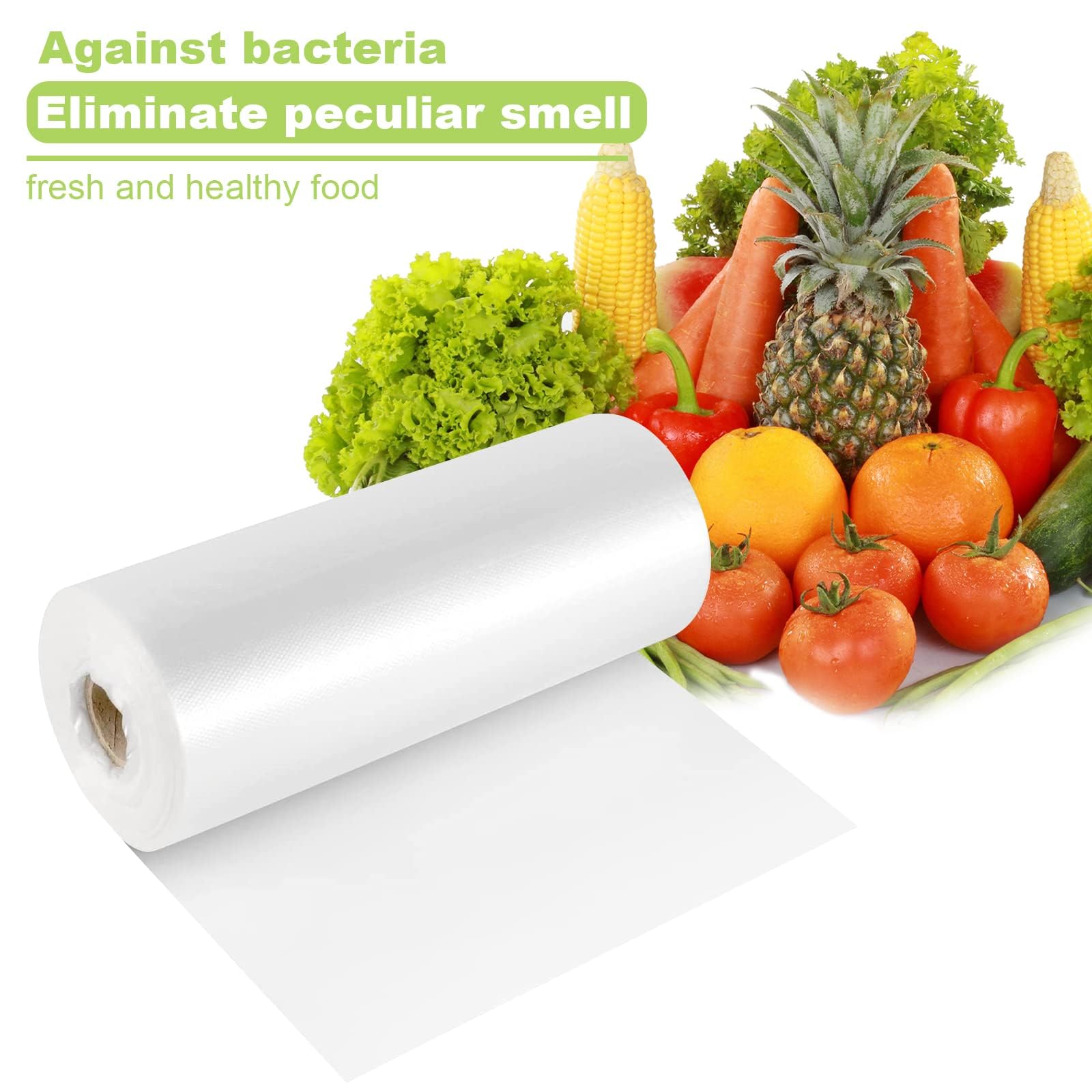 RyhamPaper Frischhaltebeutel, 4 Rollen 12 x 16 Kunststoffbeutel auf einer Rolle Obst, Gemüse, Brot, Lebensmittelaufbewahrung, transparente Beutel, 350 Beutel/Rolle
