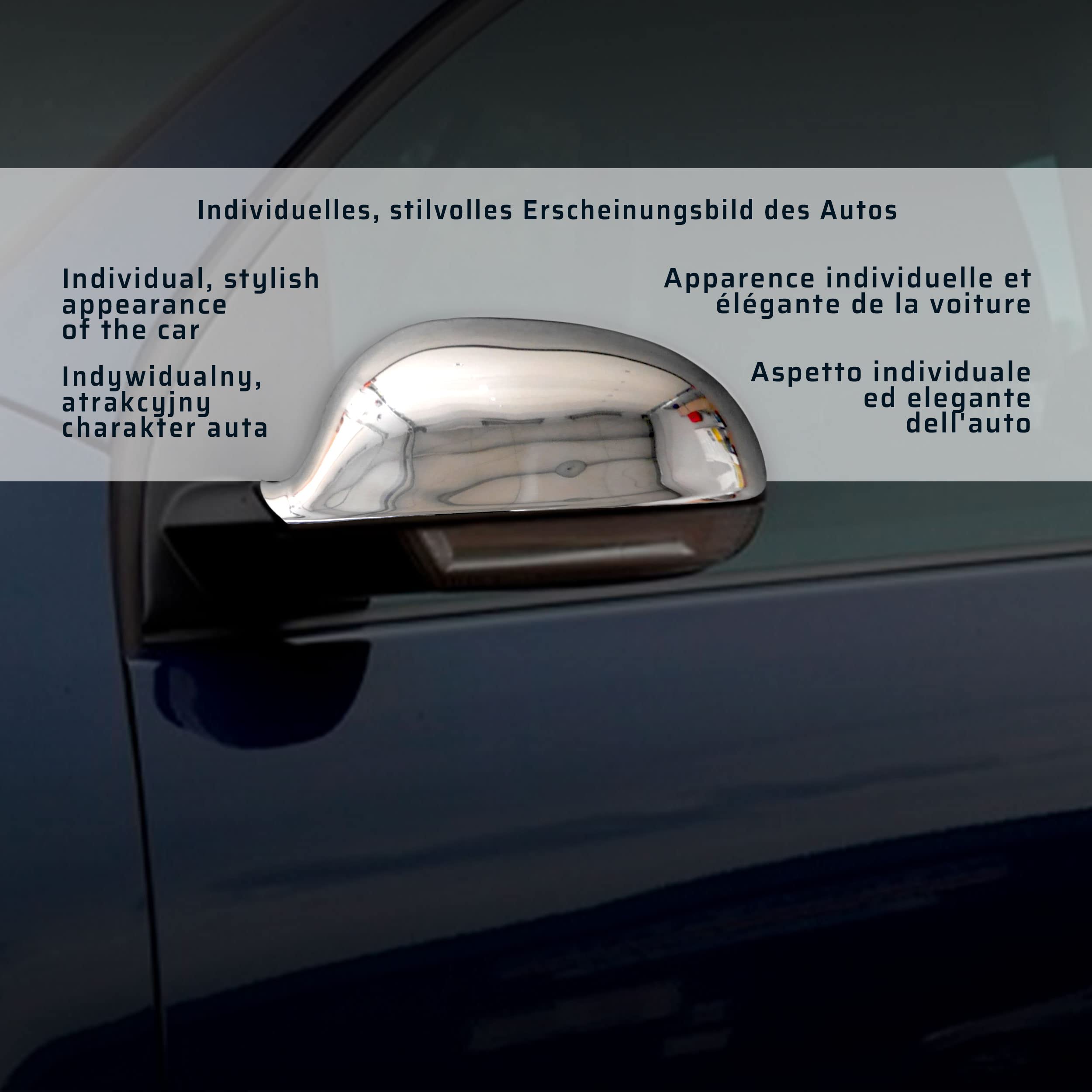 CHROMEMASTER | Nakładki na Lusterka Zewnętrzne | Kompatybilne z VW EOS 1F7/1F8 Cabriolet 2006-2011 | Stal nierdzewna; Osłony Lusterek to Niepowtarzalny Wygląd Auta i Ochrona Przed Uszkodzeniem