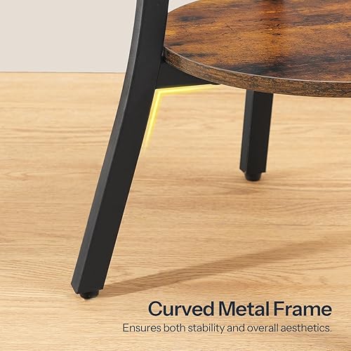 Miniatura 7 de HOOBRO Mesa auxiliar redonda, mesa auxiliar de sofá de 2 niveles, mesita de noche de almacenamiento pequeña, para espacios pequeños, mesa decorativa