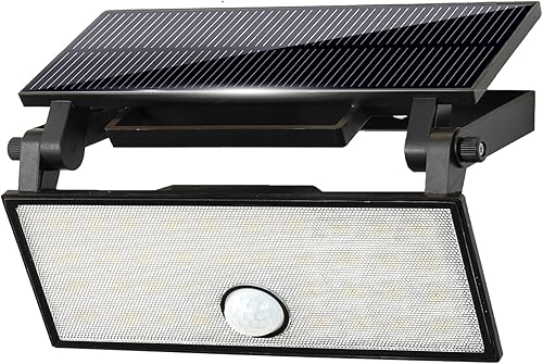 Luces solares para exteriores de 700 lúmenes, 6500 K luz diurna, luz de seguridad con sensor de movimiento portátil y portátil con carga rápida,