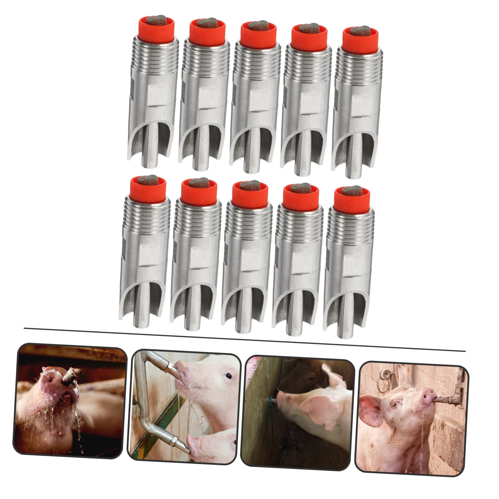 Abbeveratoio Automatico 10 Pezzi per Acciaio Inox Suinetti | Polietilene, Montaggio in Fattoria, Anti-perdita, Erogazione Automatica, Adatto a Suini e Ovini