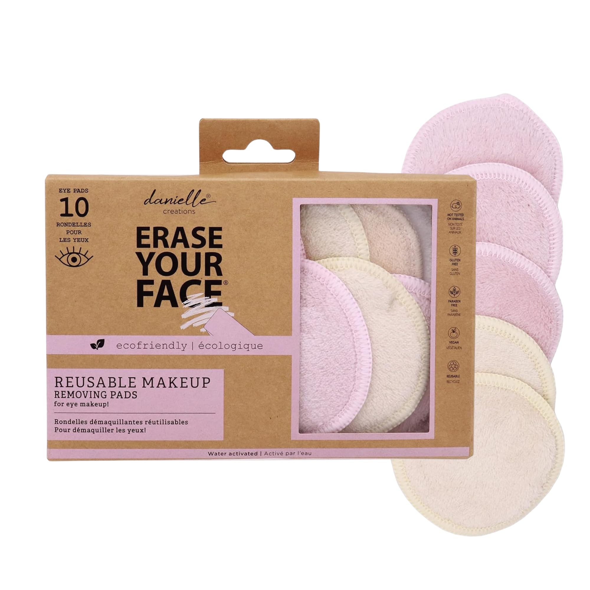 ERASE YOUR FACE Eco-Friendly + Reusable Makeup Remover Cloths - Microfiber Makeup Rounds to Cleanse Skin & Lift Cosmetics - Water Activated, Dual Sided Design for Easy Use (10 Count)