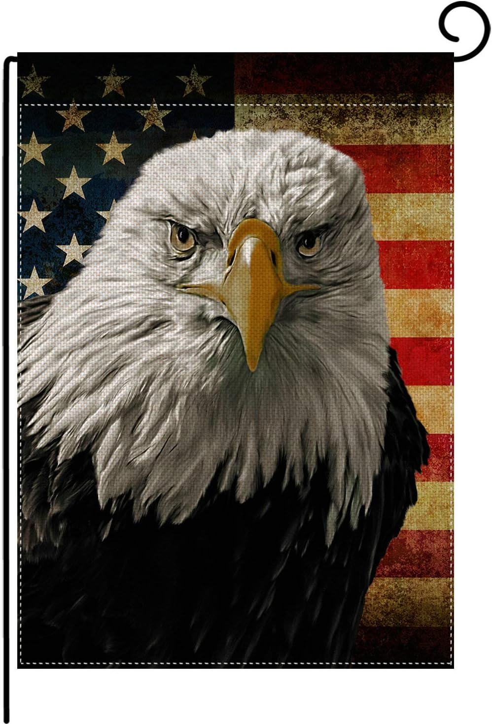 pingpi Bald Eagle USA Flag Garden Flag Vertical Double Sided,Grunge American Flag Yard Outdoor Decoration 12.5 x 18 Inch