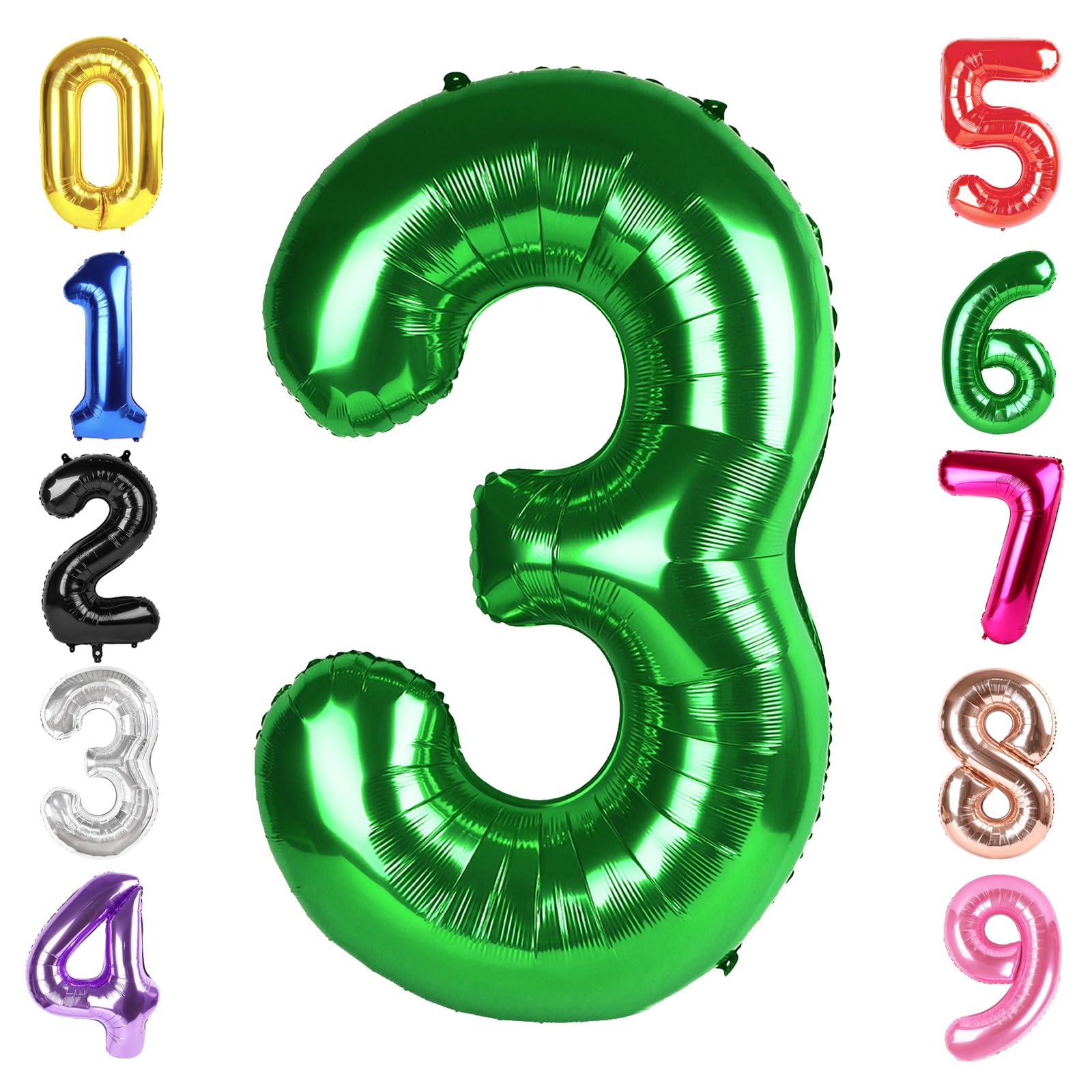 Photo 1 of 40 Inch Green Number 3 Balloon Birthday Party Decorations for Men & Women