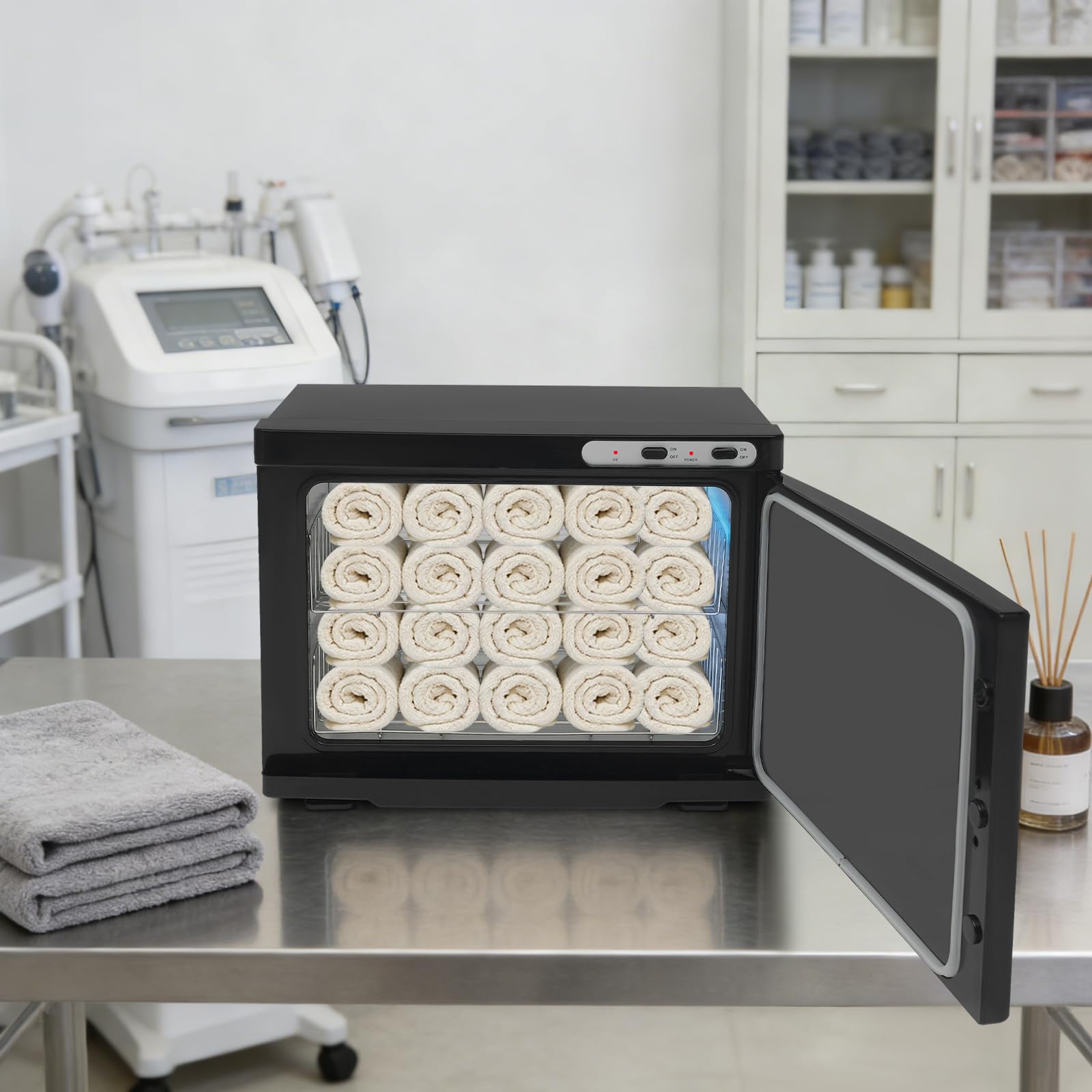 Scaldasalviette da 23 l, 80 °C + UV, per salone e famiglia (nero)
