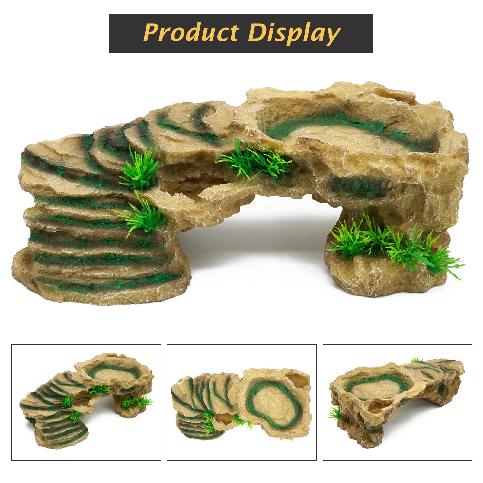 Plateforme de tortue en résine pour reptiles avec rampe d'escalade pour reptiles et grenouilles