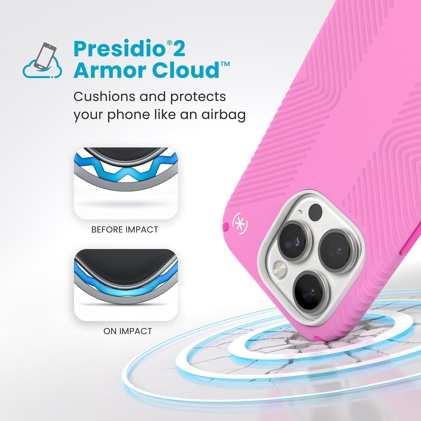 Speck Presidio2 Grip MagSafe Case for Apple iPhone 16 Pro, True Pink/Shocking Pink