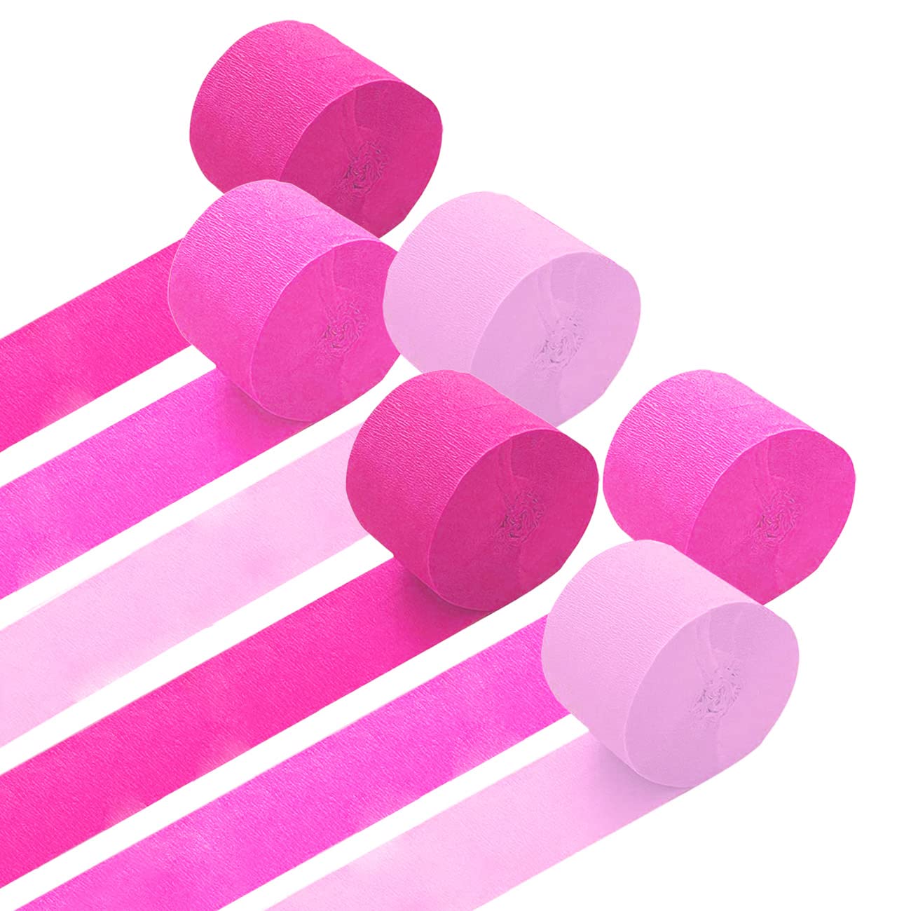 6 Rolls Pink Crepe Paper Streamers（Each Roll 25M x 4.5CM）,Perfect Decorations for Party