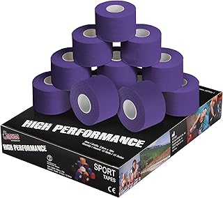 ALPIDEX 12 x Cinta Adhesiva Deportiva 3,8 cm x 10 m Sport Tape 100% Algodón Inelástica Balonmano Fútbol Voleibol Escalada