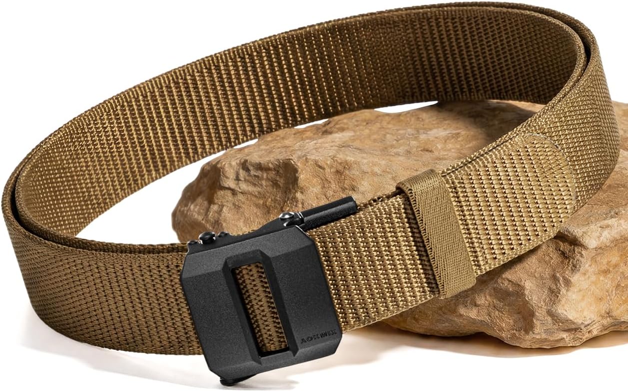 Men's Tactical Gun Belt, High Precision Steel Core Structure, 1.5" Ratchet CCW Belt, Heavy Duty Nylon Belts for EDC