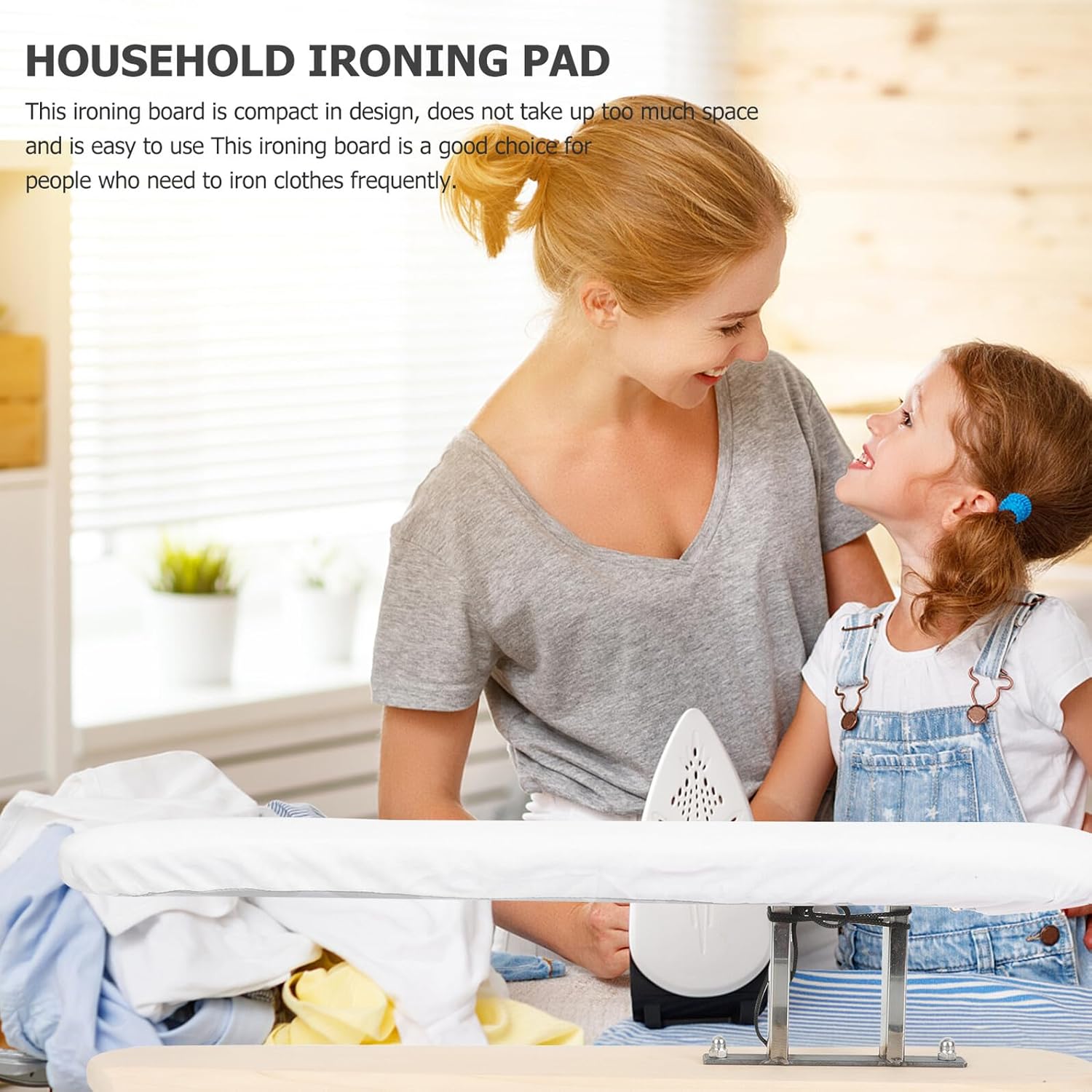 VILLCASE Wooden Household Ironing Board with White Cover Compact Stable Ironing Pad for Shirts for Home and Travel Space-Saving Design with Fine Craftsmanship and Easy Storage