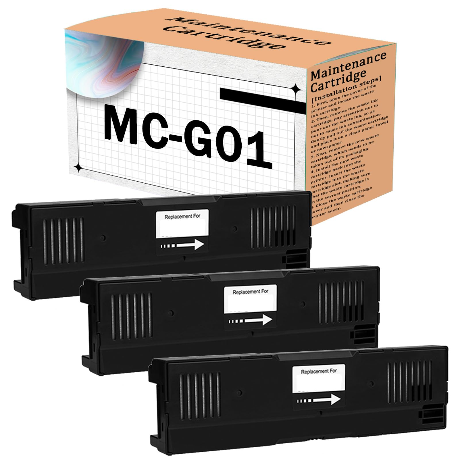 Image showing a list of compatible Canon MAXIFY printer models and a printer.