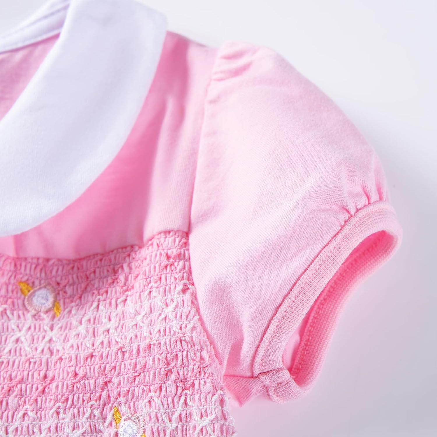 Hongshilian Toddler Girls' Cotton Casual Dress Cartoon Embroidery Applique Basic Short Sleeve Tunic Shirt Dresses - Image 6