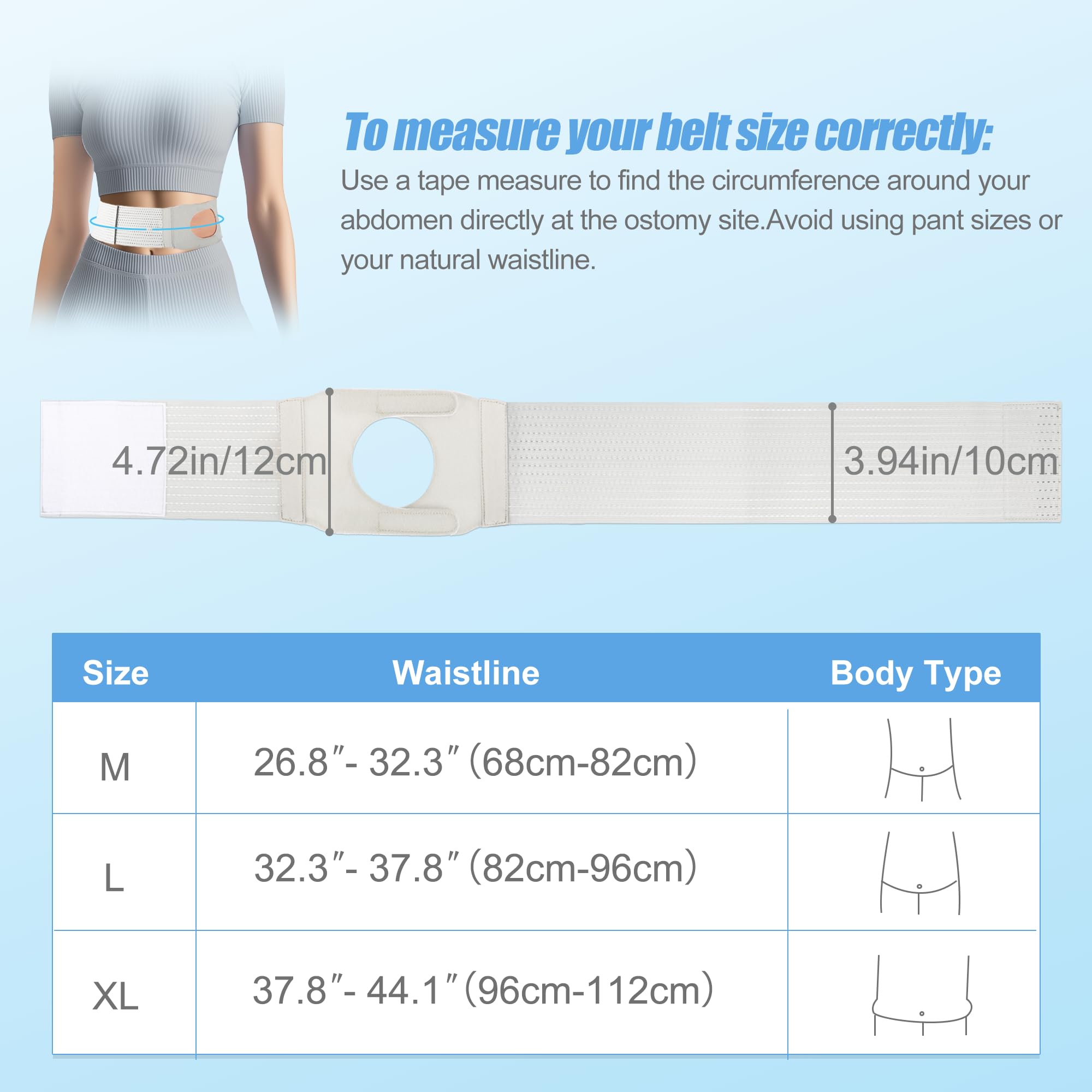Elástica Ostomía Hernia Cinturón,Cinturón De Ostomía,Faja Colostomía para Hombre y Mujer Colostomía Soporte Transpirable con Abertura para Pacientes de Colostomía Tamaño,6-8cm (M)