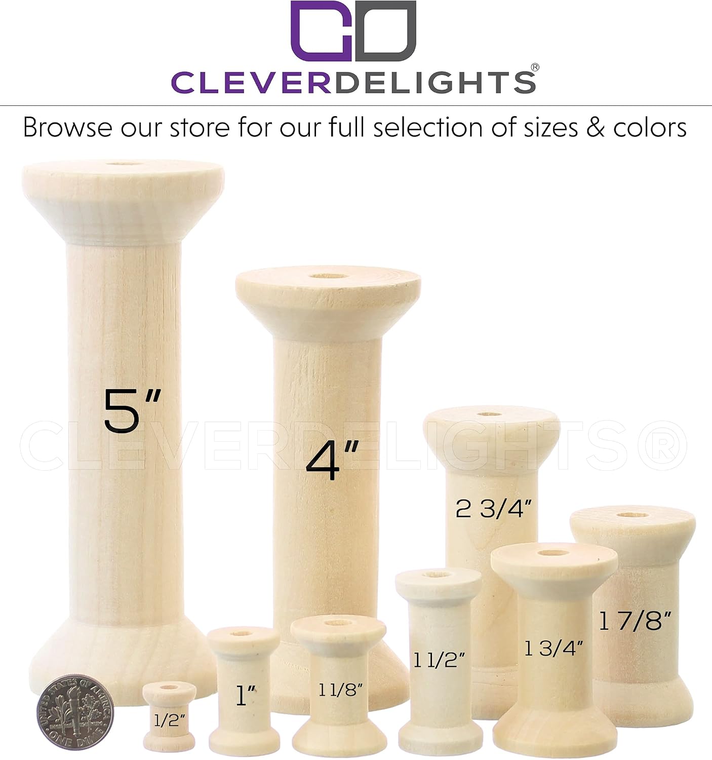 CleverDelights 1" Wood Spools - 200 Pack - 1 x 5/8 Inch Empty Craft Spools - Thread Cord Wire Storage image 5