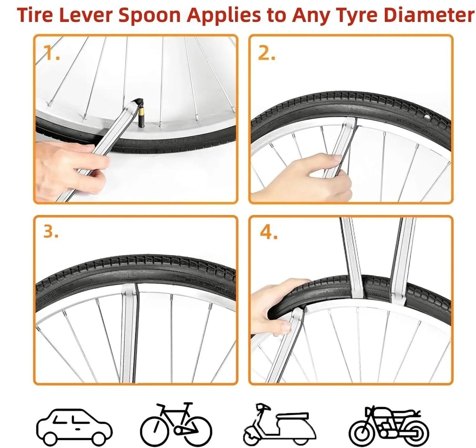 Démonte-Pneu De Vélo Levier de Fer à Pneu incurvé
