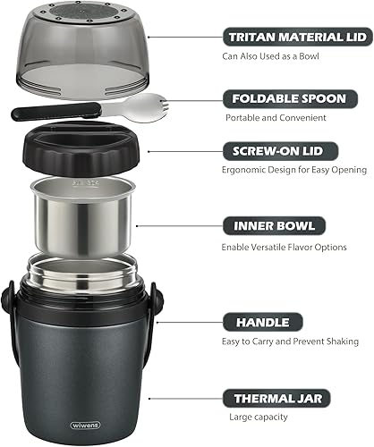 Miniatura 2 de Recipientes de almuerzo de 32 onzas para adultos y niños, termo de sopa para comida caliente, acero inoxidable, aislado al vacío, a prueba de fugas,