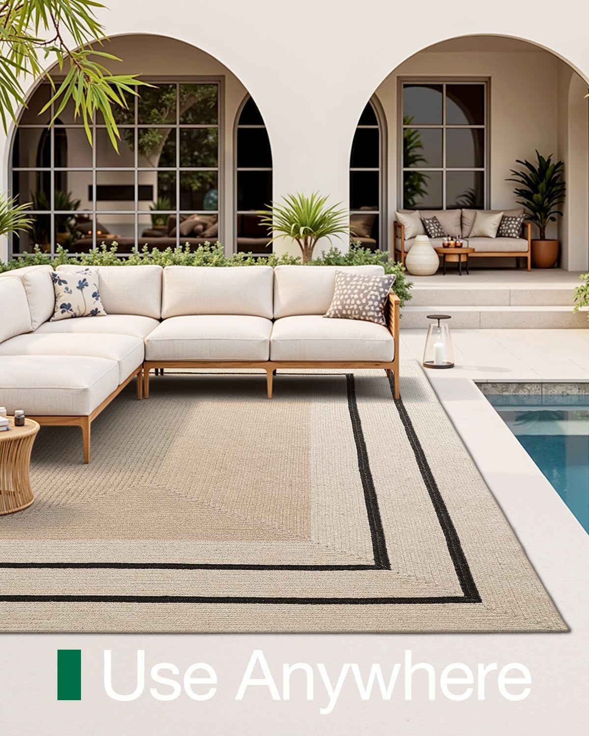 LUMI 8x10 Jute Area Rug for Living Room, Natural Braided Woven Rugs Non Slip, Neutral Carpets No Shedding, Durable for High Traffic, Dining Room, Indoor, Outdoor, Patio