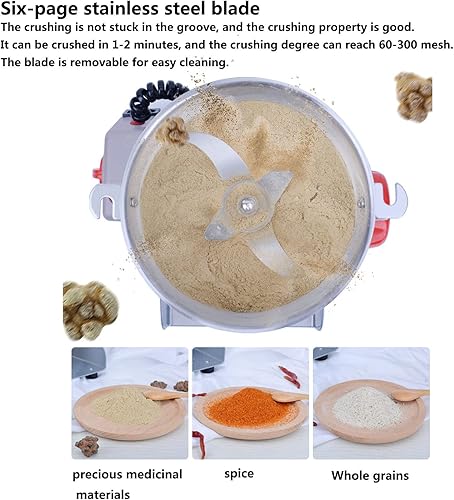 Miniatura 4 de Molinillo eléctrico comercial de grano de 52.91 oz, molinillo de hierbas de acero inoxidable, pulverizador de cereales de alta velocidad, máquina de