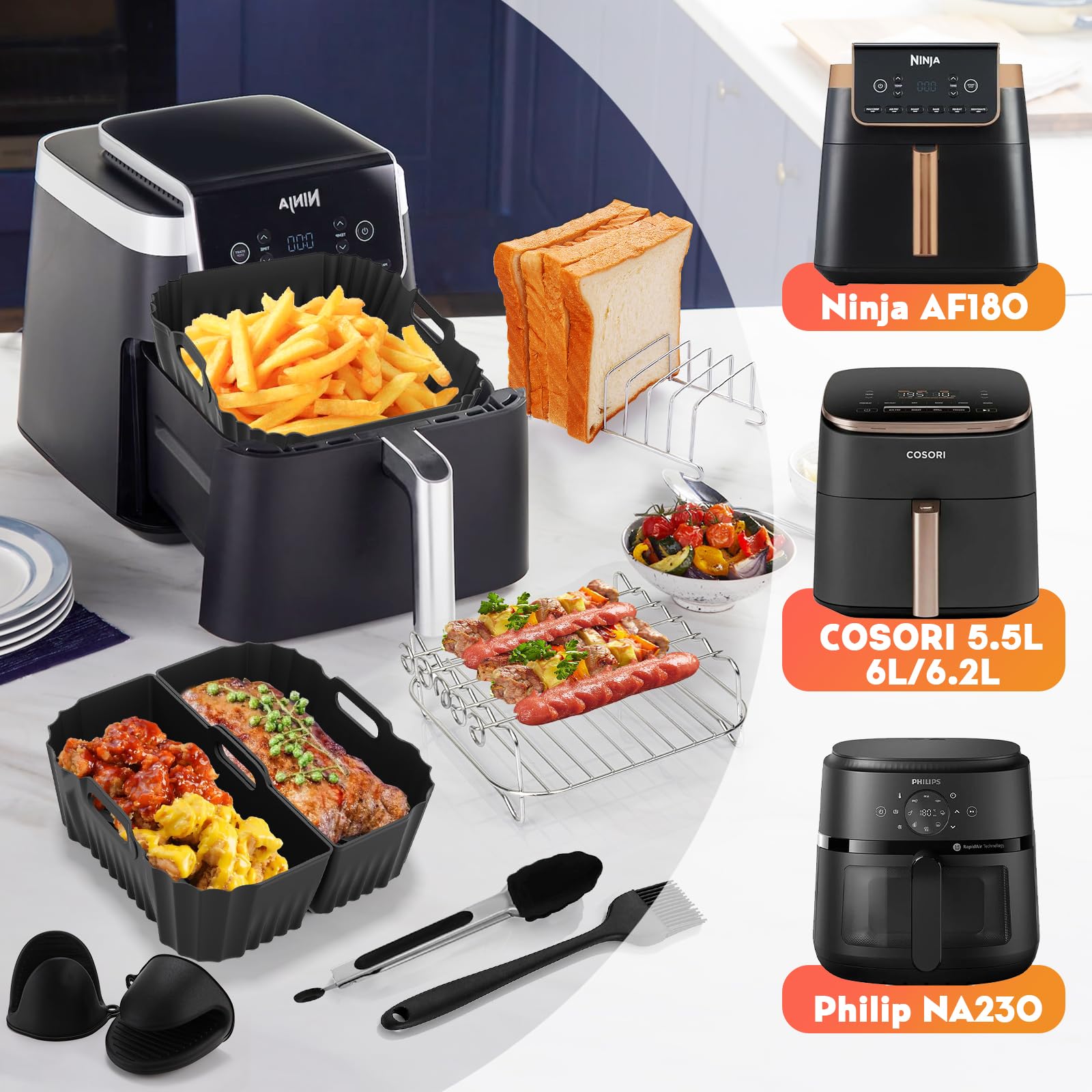 2 Stampi in Silicone Per Friggitrice Ad Aria Philips Essential Airfryer