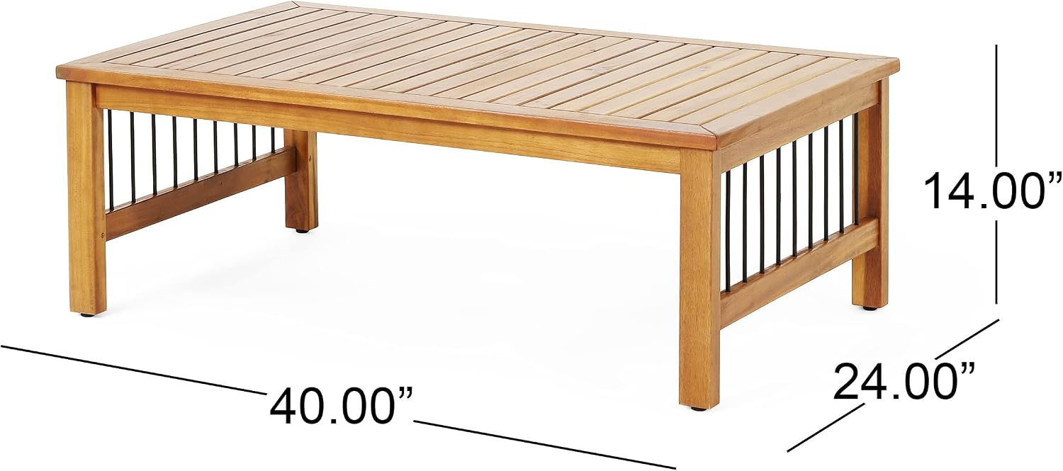 Christopher Knight Home Elias Chat Set, Beige + Teak + Black Metal