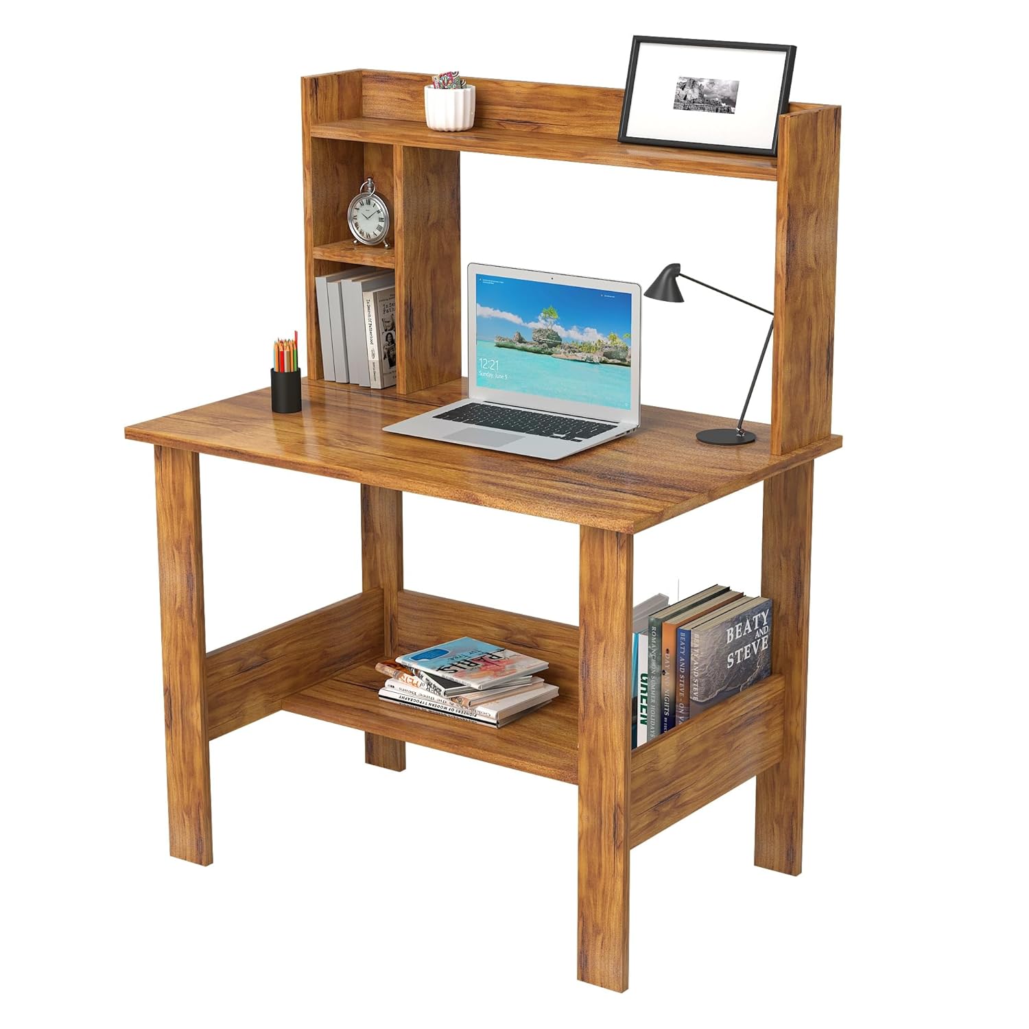 Callas ST-40 Wooden Study Table with Hutch & Bottom Storage – Multi-Purpose Office Desk for Laptop, Computer, Writing & Study – Durable Engineered Wood Workstation for Home & Office (Walnut, ST-40) 22 715H7a4OTpL. SL1500