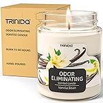 TRINIDa Vanilla Bean Odor Eliminating Candles for Home Scented, Eliminates 99% of Pet, Smoke, Food and Other Smell Quickly, Highly Fragranced Scented Candle, Premium Soy Candle Set for Women