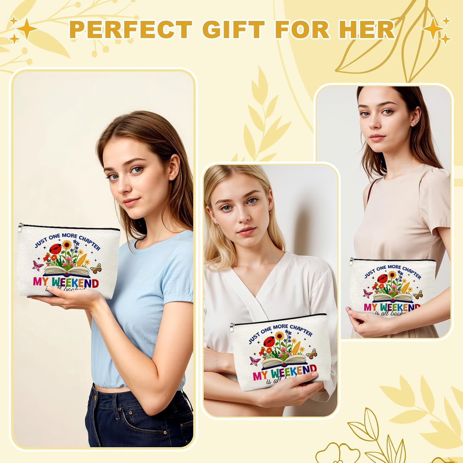 Mxrymvu Book Lovers Gifts for Women Makeup Bag Book Gift for Books Lovers Bookish Gifts for Readers Cosmetic Bags Librarian Club Gift for Readers Bookworms for Birthday Christmas Thanksgiving - Image 4