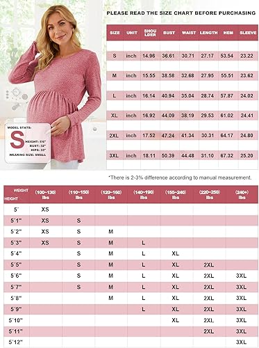 Miniatura 5 de Xpenyo Womens Maternity Tunics Long Sleeve Tops Fall Winter Shirts for Leggings Casual Pregnancy Clothes