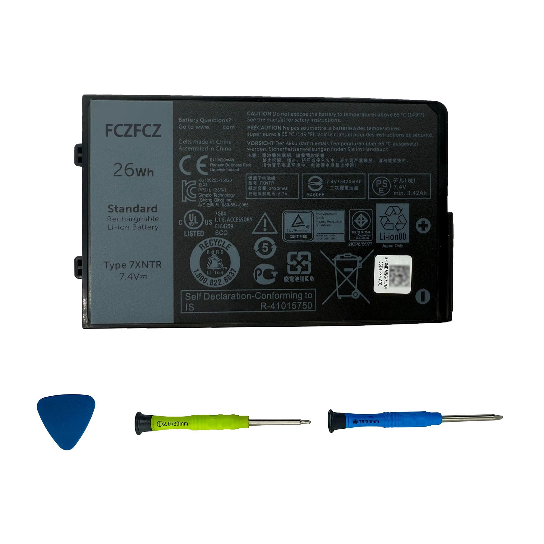 Amazon.com: FCZFCZ 7XNTR Battery 26Wh Replacement for Dell