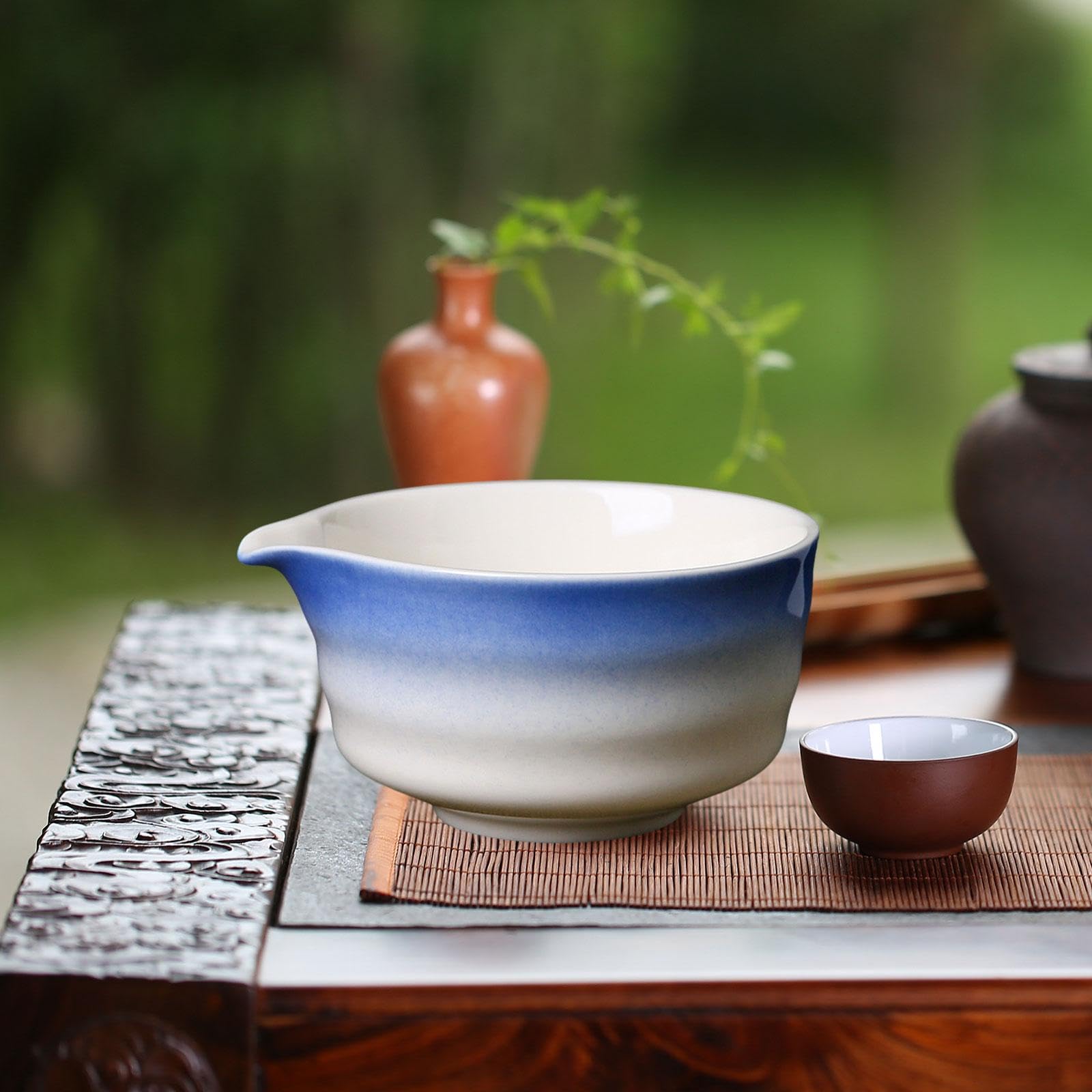 MERIGLARE Matcha Schale, Handgefertigte Chawan Zum Aufschlagen von Matcha, 450 Ml, Japanische Grüntee Tasse, Matcha Rührschüssel für Teeliebhaber in Der Familie, Blau