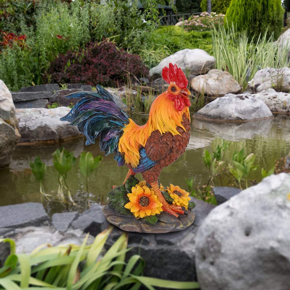 Kuuleyn Statue e Sculture di Gallo, Statua Decorativa per Esterni di Gallo in Piedi, Scultura Arte Artigianato Ornamento, Decorazione del Giardino del Cortile di casa