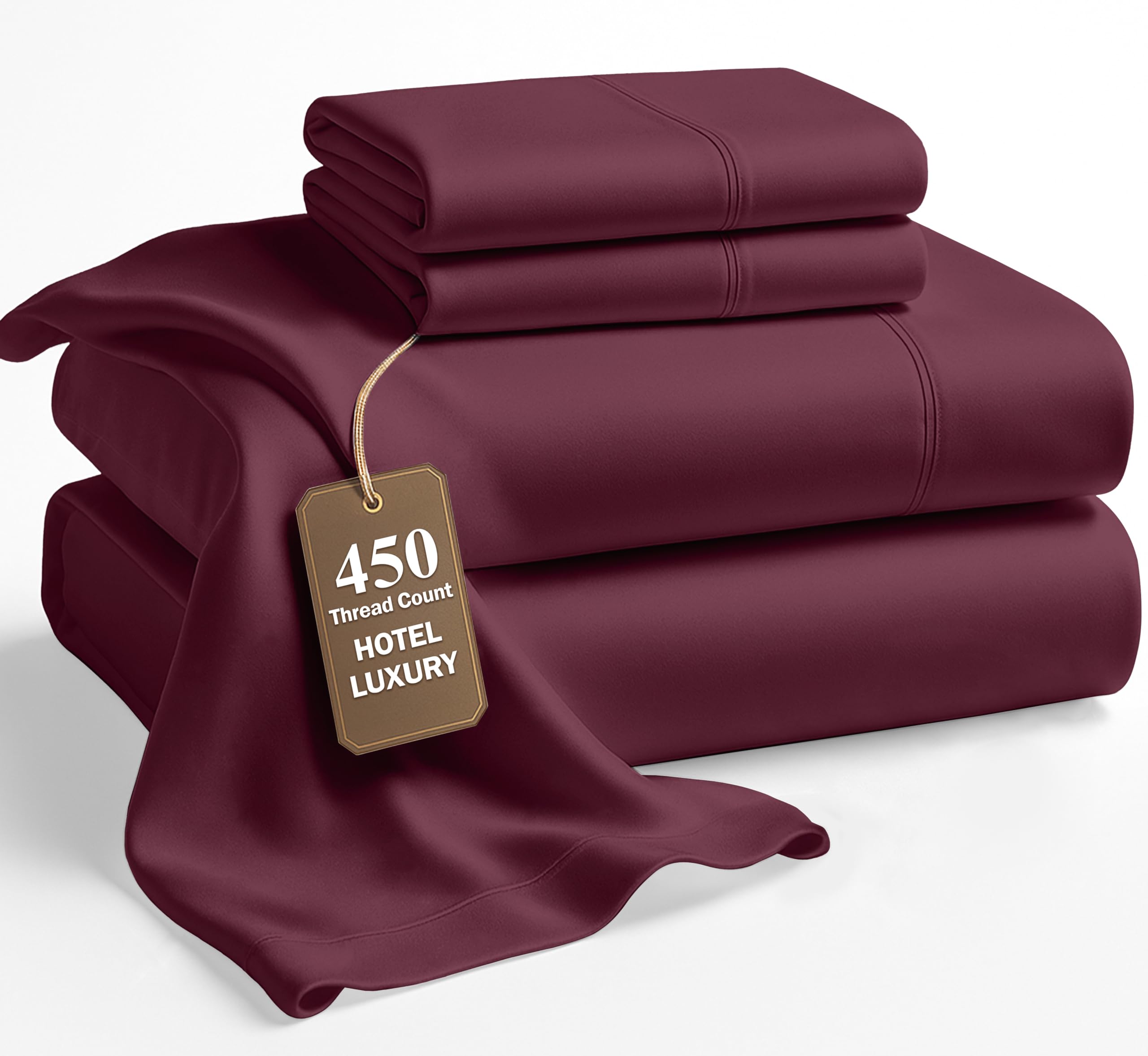 Lane Linen 100% Cotton Bed Sheets – 450 Thread Count Cooling Sheets Queen, Durable Daily Use Bedding, Value Comfort for Nightly Rest, Hotel Sateen Finish, Snug Fit 15" Deep Pocket Fitted Sheet – Taupe — view 20