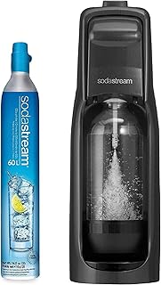 SodaStream Jet Sparkling Water Maker, Carbonated Water Machine Starter Kit with 1 Litre Reusable BPA Free Carbonating Water Bottle & 60 L CO2 Gas Cylinder – Black