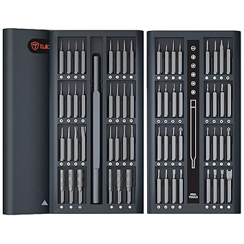 Tukzer 62 In 1 Mini Precision Screwdriver Set with Magnetic Head & CR-V Alloy Bits for Mobile Phone, Tablet, PC & Household Repair Tool Kit - Grey