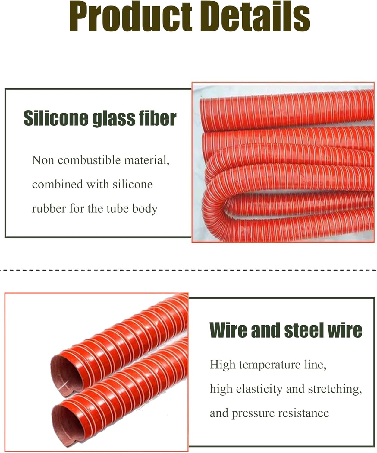 Silicone Ducting Hose Steel Wire Reinforced Flexible Duct Fire Retardant for Industrial Fume Extraction Extractor Fan Dryer Vent(3.2cm,300cm)