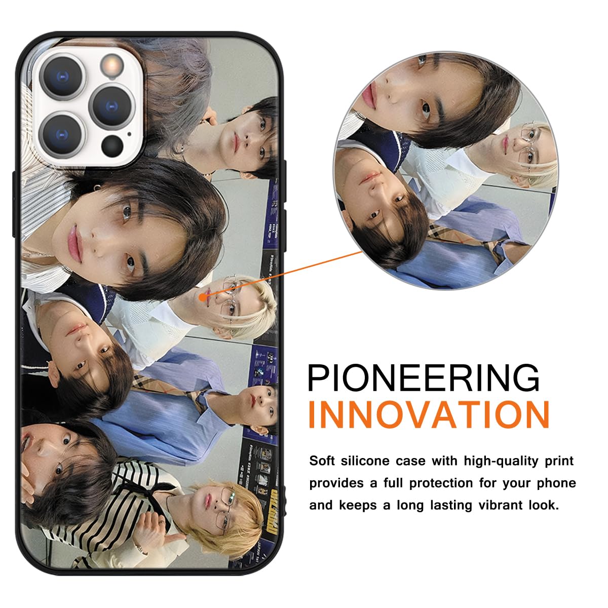 Nurkorki 2 Pièces Noir Coque Pour IPhone 12/12 Pro 6,1",Etui Avec Mode Kpop Stray Kids Skzoo Motif Dessin Housse,Silicone TPU Cartoon Antichoc Protection Case Cover Pour Fille,Skz Fans,Girls