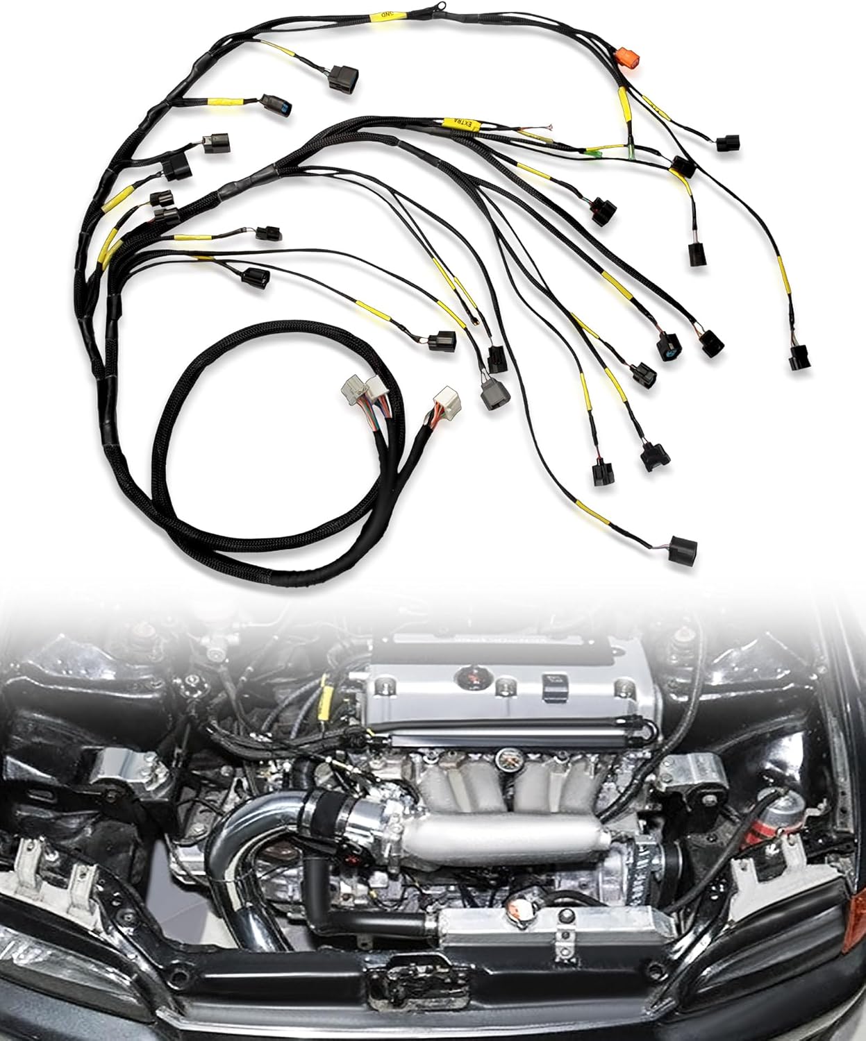 K20 K24 K-Series Tucked Engine Wiring Harness Compatible with 2002-2004 RSX Type S/Base 2001-2005 Civic Si K-Swap Integra CRX EK EG EP3 Type S/K24 Swap Replaces 500167639