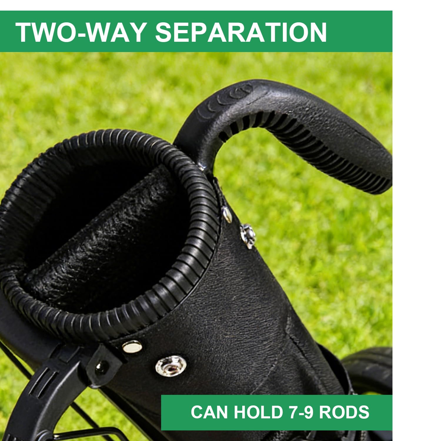 Bolsa de golf con correa ajustable para el hombro, divisor de 2 vías, 2 bolsillos, bolsa ligera para hombre y mujer, para el campo de conducción, campo corto y cursos ejecutivos (negro)