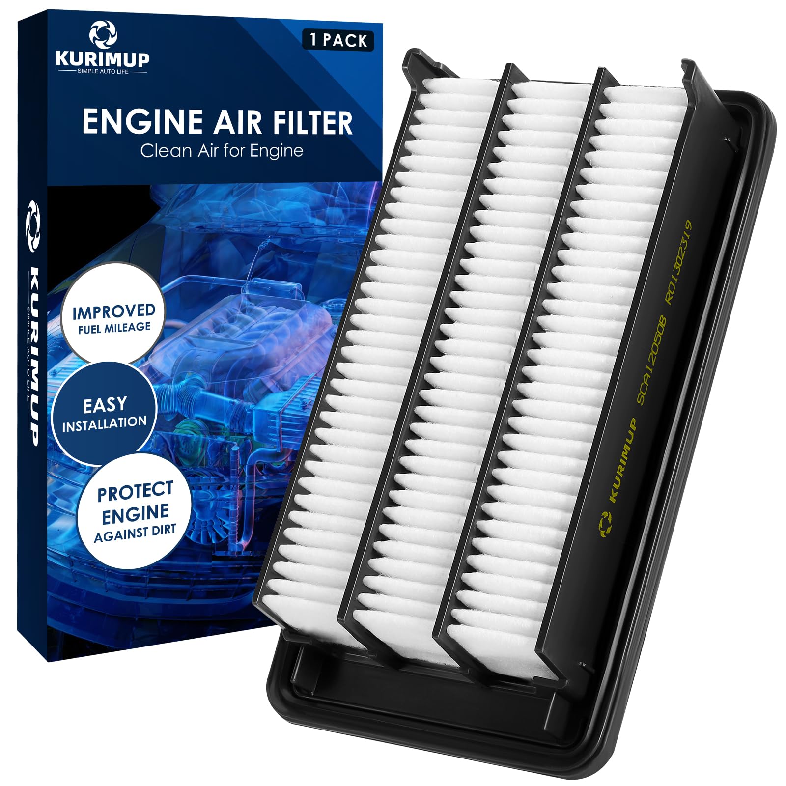 CA12050 Replacement Engine Air Filter, Efficient Filtration Offers 99% Air Purification, Fit for Honda Civic 1.5L L4(2016~2021), CR-V 1.5L L4 (2017-2021), TURBOCHARGED ONLY.