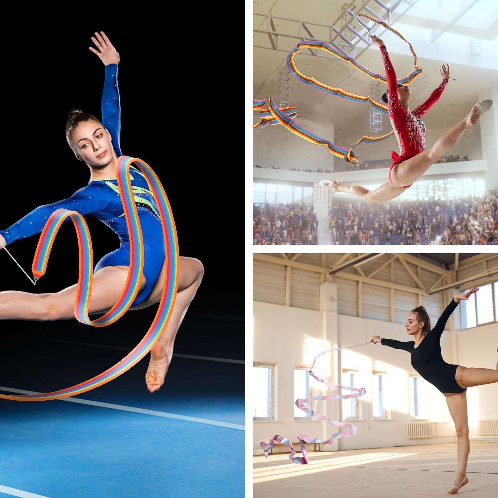 JINSIHU 2 Piezas Cintas de Baile, 4M Cintas de Danza Cinta de Gimnasia Cinta Gimnasia Rítmica Niña Cintas de Ballet para Gimnasia de Baile Artístico Ballet Espectáculos de Carnaval de Circo Bastón — view 7
