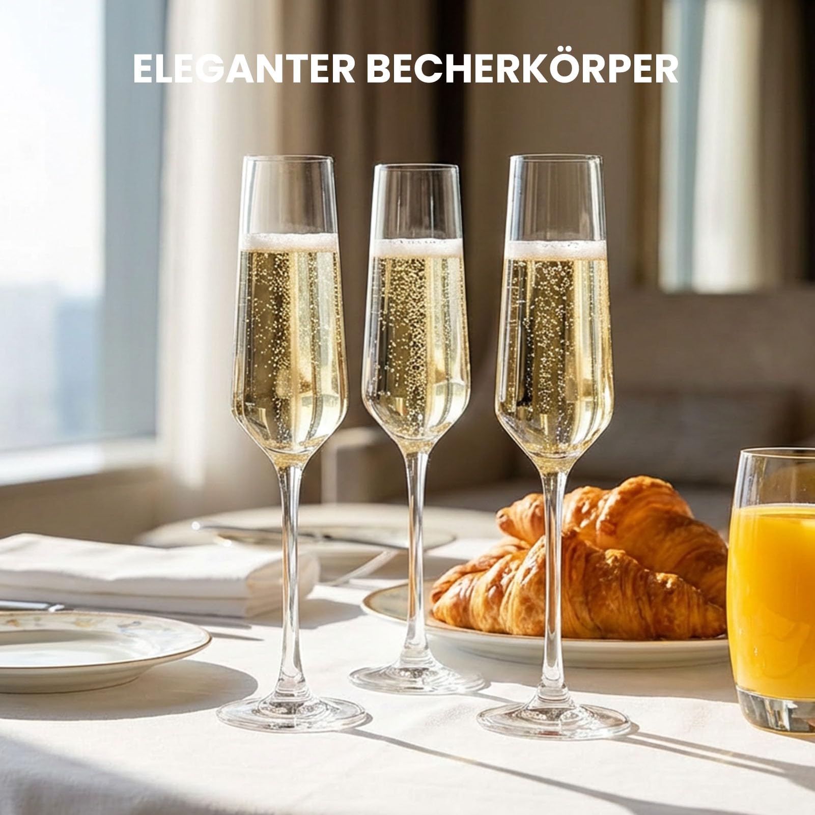Gläser Set 6 eleganten 195ml Glas Champagner Flöten für Geburtstage Hochzeiten, klare Champagners Gläser perfekt für Feiern und Toasts Haltbare und stilvolle Champagners Gläser