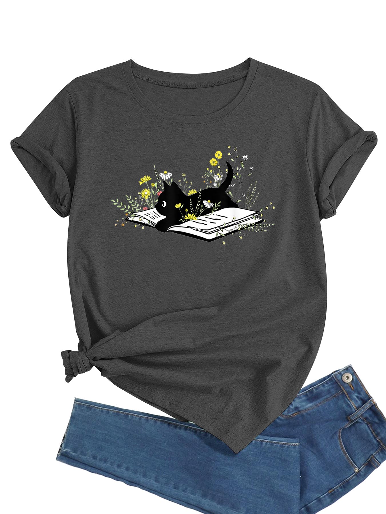 J&DHUASHAWomen's Shirt Funny Graphic Tshirt Casual Short Sleeve Tee Tops