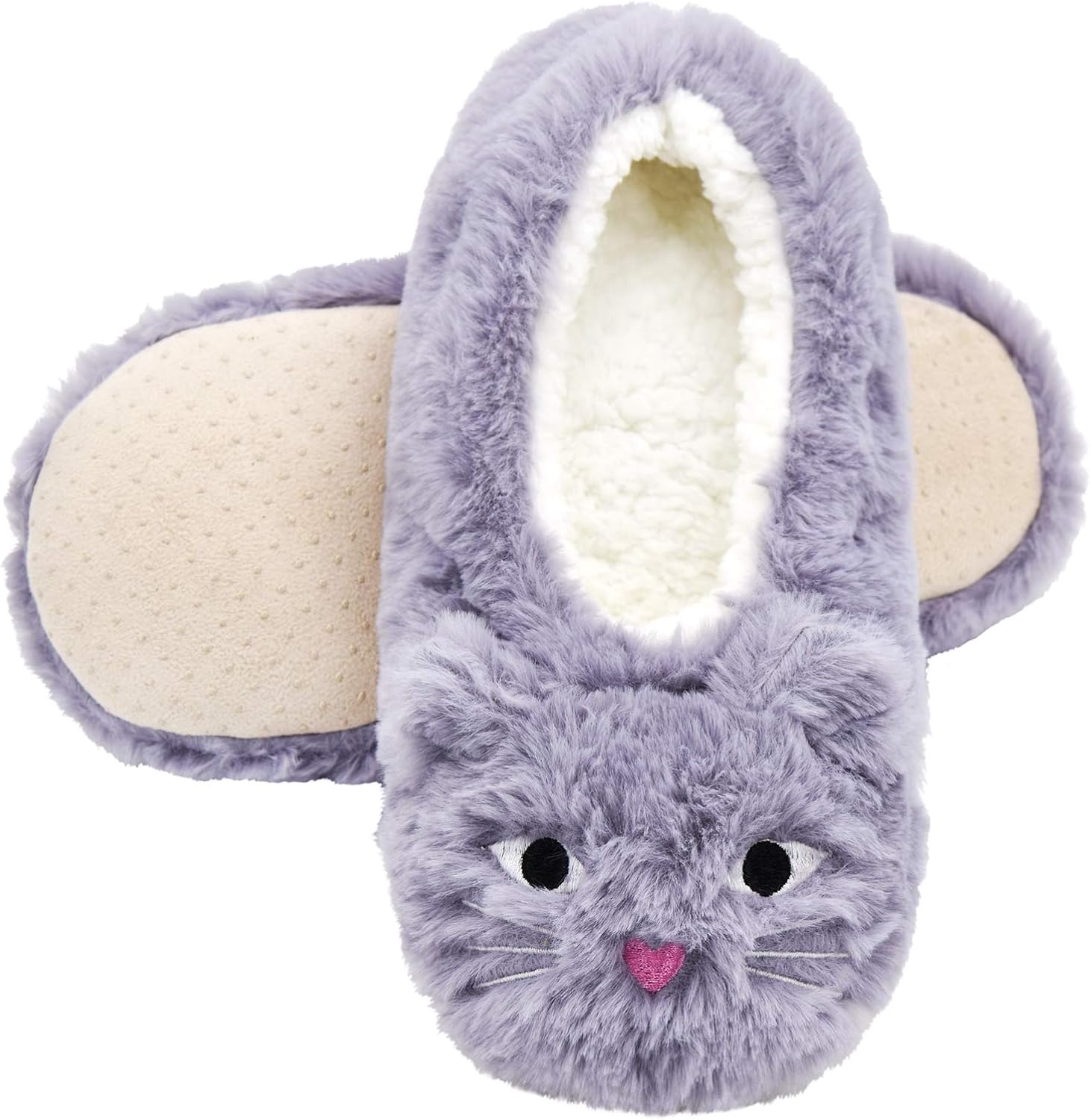 DICUIRD Womens Slipper Socks Low Cut Comfy&Warm Animal Non-skid Bedroom Slippers